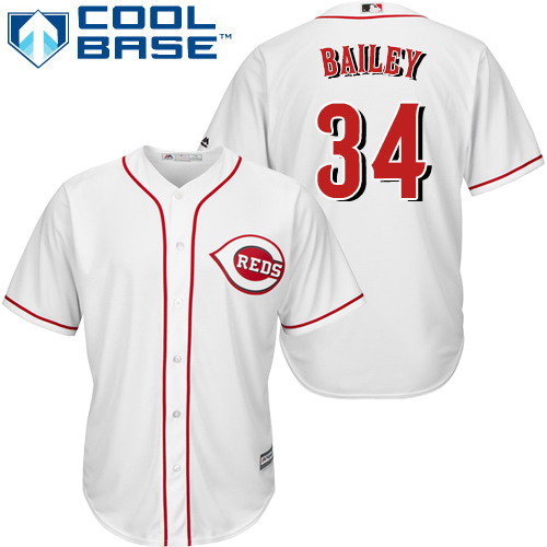 Reds #34 Homer Bailey White Cool Base Stitched Youth MLB Jersey - Click Image to Close